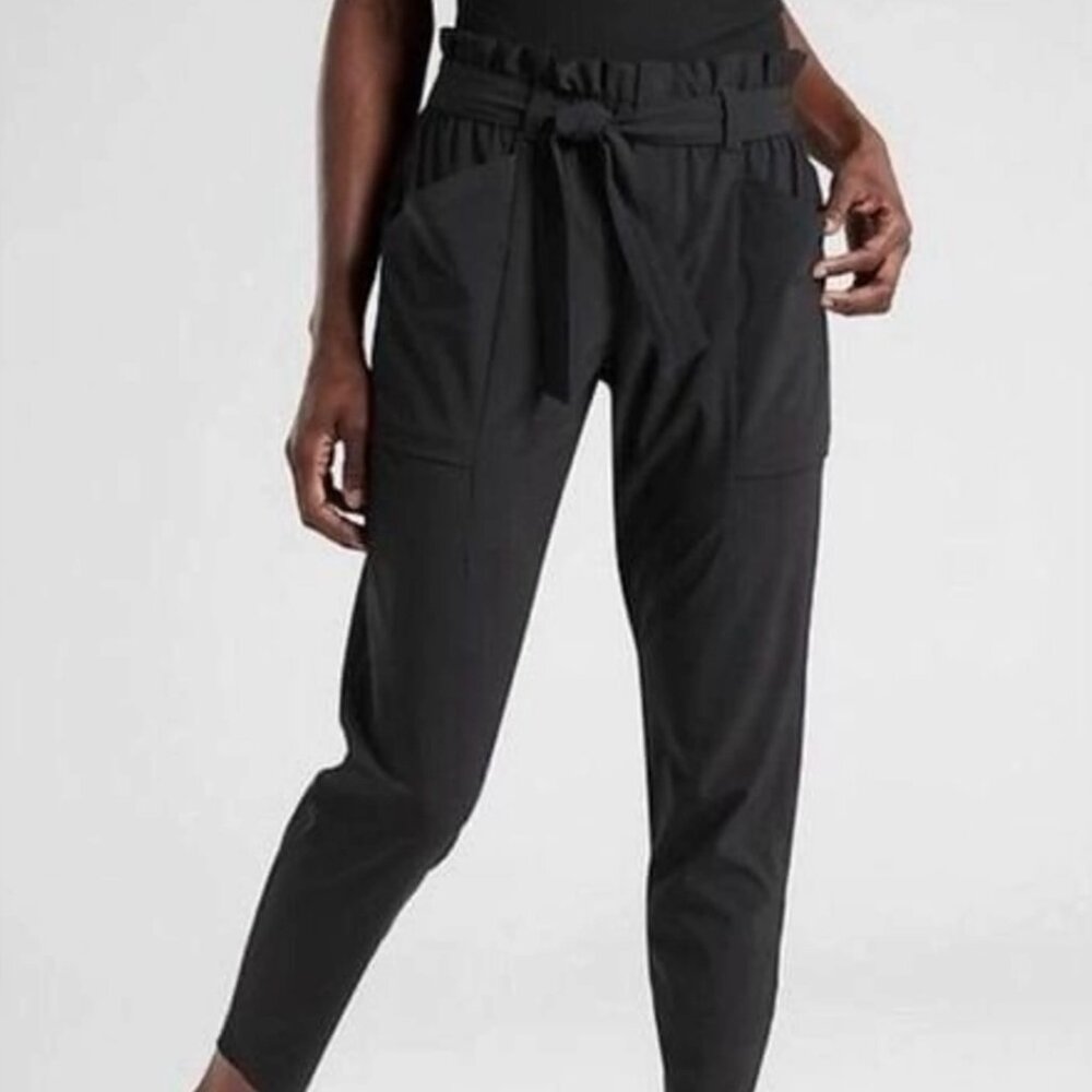 Athleta Skyline II Black Paperbag Waist Tie Pants